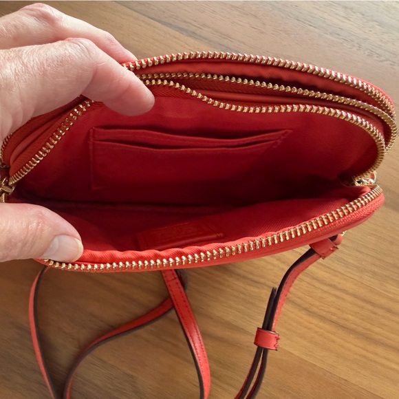 Coach Coral/Orange Crossbody or Wristlet Bag. 2 zipped compartments. Authentic. - Picture 6 of 9